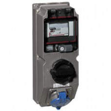 Coffret monoprise Hypra - IP44 - 32 A - 380/415 V~ - 3P+T - Prisinter + disjoncteur différentiel