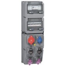 Coffret multiprises Hypra - IP44 - 6 prises (1 prise 32A 3P+N+T) -disjonteur+interrupteur différentiel