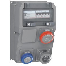Coffret multiprises Hypra - IP66/67-55- 3 prises (1x3P+T 16A) -disjoncteur + Interrupteur différentiel