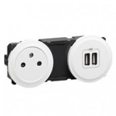 Prise de courant + chargeur universel 2 USB 2400 mA précâblées Céliane
