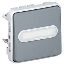 Poussoir NO+NF lumineux Prog Plexo composable gris - 10 A