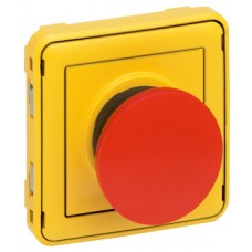 Poussoir à impulsion d'arrêt Prog Plexo composable gris/jaune