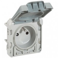 Prise 2P+T à volet ouverture auto Prog Plexo composable gris - 16 A - 250 V