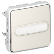 Poussoir NO lumineux porte-étiquette Prog Plexo composable blanc - 10 A
