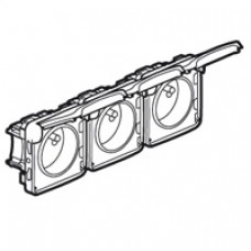 Prises 3x2P+T horizontal précâblées Prog Plexo composable blanc - 16 A - 250 V