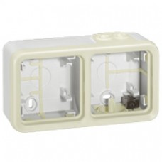 Boîtier à embouts Prog Plexo composable blanc - 2 postes horizontaux
