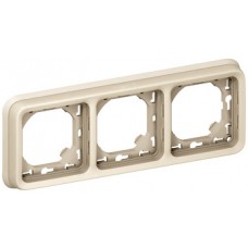 Support plaque - pour encastré Prog Plexo composable blanc - 3 postes horiz