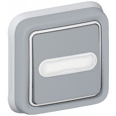 Poussoir NO + NF lumineux Prog Plexo complet encastré gris - 10 A
