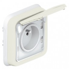 Prise 2P+T avec éclips de protection Prog Plexo complet encastré blanc - 16 A