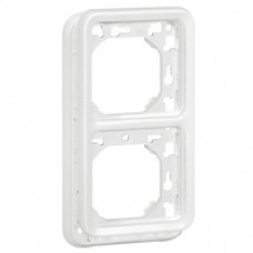 Support plaque Prog Plexo composable blanc Artic - 2 postes montage vert.