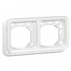 Support plaque Prog Plexo composable blanc Artic - 2 postes montage horiz.