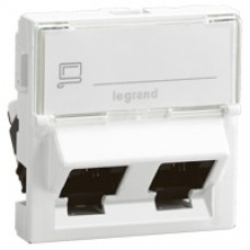 Prise 2xRJ 45 Mosaic - Cat. 6 - FTP - prise 45° - 2 modules - blanc - LCS²