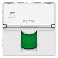 Prise RJ 45 Mosaic - Cat. 6A - STP - volet vert - 2 modules - blanc - LCS²
