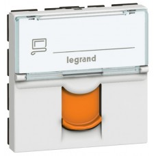 Prise RJ 45 Mosaic - Cat. 6A - STP - volet orange -  2 modules - blanc - LCS²