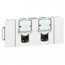 Prise double RJ 45 Mosaic - goulotte clippage direct - Cat.6 FTP 3 modules LCS²