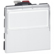 Poussoir inverseur Mosaic - 2 modules - porte-étiquette - 6 A - blanc
