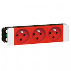 Prise pour goulotte clippage direct Mosaic - 3x2P+T détromp - 6 modules - rouge