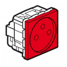 Prise Mosaic - 2P+T à puits affleurant - 2 modules - enjoliveur rouge