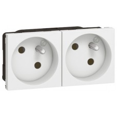 Prise multi supports Mosaic - 2x2P+T à 45° - bornes auto - 4 modules - blanc