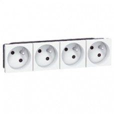 Prise multi supports Mosaic - 4x2P+T à 45° - bornes auto - 8 modules - blanc