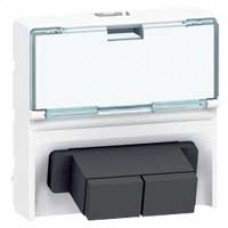 Prise traversée fibre optique Mosaic - 2 x SC - ''push-pull'' -2 modules -blanc