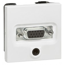 Prise vidéo Mosaic - HD15 femelle + Jack 3,5 mm à visser - 2 modules - blanc