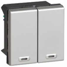 Interrupteur multifonctions BUS/SCS gestion d'éclairage Mosaic-2 directions-aluminium 