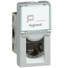 Prise RJ 45 Mosaic - Cat.6A -  STP -  1 module - aluminium 