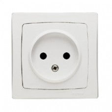 Prise 2P avec éclips de protection appareillage saillie complet - blanc