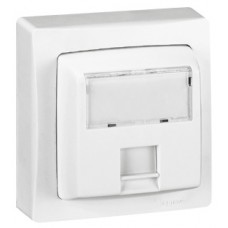 Prise RJ 45 Cat.5e UTP 8 contacts appareillage saillie complet - blanc