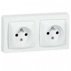 Prises 2x2P+T bornes auto appareillage saillie complet - blanc