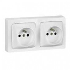 Prises 2x2P+T précâblée appareillage saillie complet - blanc