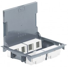 Boîte de sol haut. 65 mm - à équiper - 8x2 modules - couv pour revêtement