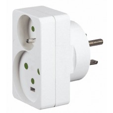 Adaptateur 2P+T - brancht 1 fiche 16 A + 1 fiche 20 A sur 1 socle 32 A (étiq)