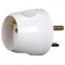 Adaptateur 2P+T - brancht 1 fiche 16 A sur 1 socle 20 A - blanc (blist)