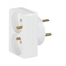 Adaptateur 2P+T - brancht 2 fiches 16 A sur 1 socle 20 A - blanc (étiq)