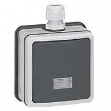 Interrupteur va-et-vient bipolaire à voyant 10 A - Plexo 66 monobloc gris - IP66/IK08