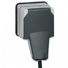 Prise 2P+T à volet IP66 - 16 A - 250 V~ - Plexo 66 composable gris IP66/IK08