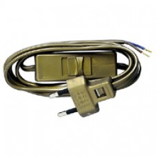 Cordon prééquipé pr lampe - 1,5m/2x0,75mm² - fiche mâle 2P+ interrupteur  2A-or (blist)