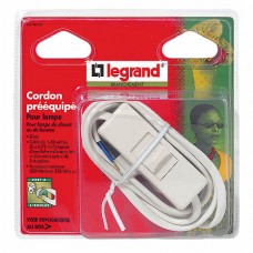 Cordon prééquipé pr lampe -1,5m/2x0,75mm² -fiche mâle 2P + interrupteur 2A-blanc(blist)