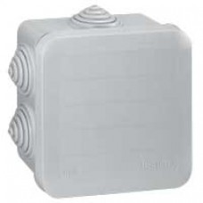 Boîte carrée 80x80x45 étanche Plexo gris - embout gradins (7) -IP55/IK07- 650°C
