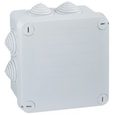 Boîte carrée 105x105x55 étanche Plexo gris - embout gradins (7) -IP55/IK07- 650°C
