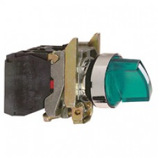 Bouton tournant lumineux vert Ø 22-à manette-2 positions-240 V-1O+1F