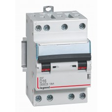 Disjoncteur DX³ 6000-vis/vis-4P-400V~-16A-10kA-courbe D-départ tri-peigne HX³ opti 4P Legrand