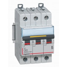 Disjoncteur DX³ 10000-vis/vis-3P-400V~-63A-16kA-courbe C-départ-peigne HX³ trad 3P Legrand