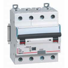 Disjoncteur différentiel mono DX³ 6000 -vis- 4P- 400V~ -25A-typeA-300mA-10kA-courbe C-départ Legrand