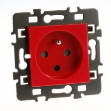 Prise 2P+T rouge détrompée + enjoliveur