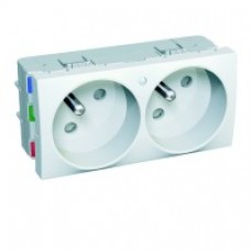 Prise de courant 2P + T 16A 2 postes fixe 45° lumineuse