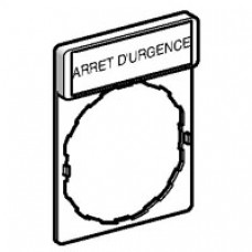 Porte étiquette 30 x 40mm standard Ø 22 avec étiquette ARRET D URGENCE
