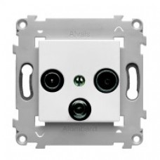 Prise 2 entrées 3 sorties TV FM et SAT blanc